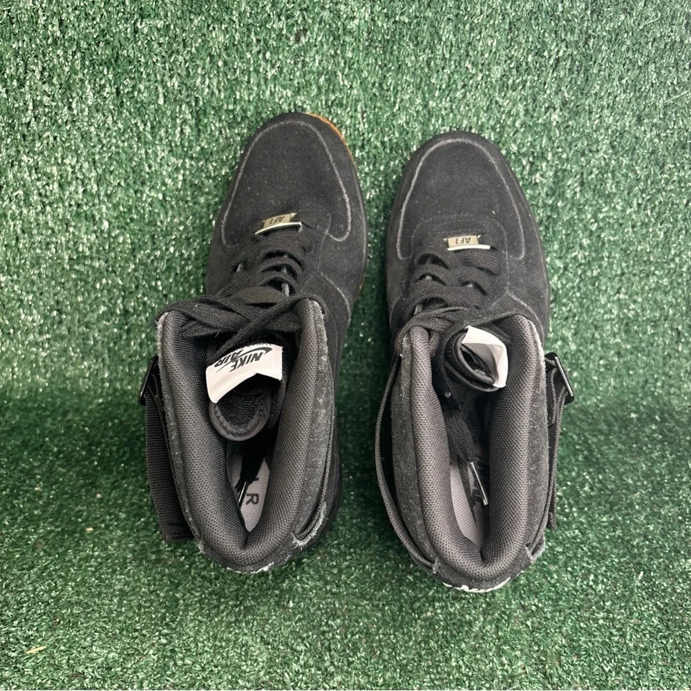 Nike Womens Lunar Force 1 Wedge Black Suede Gum Hidden Heel Sneaker Size 10‎